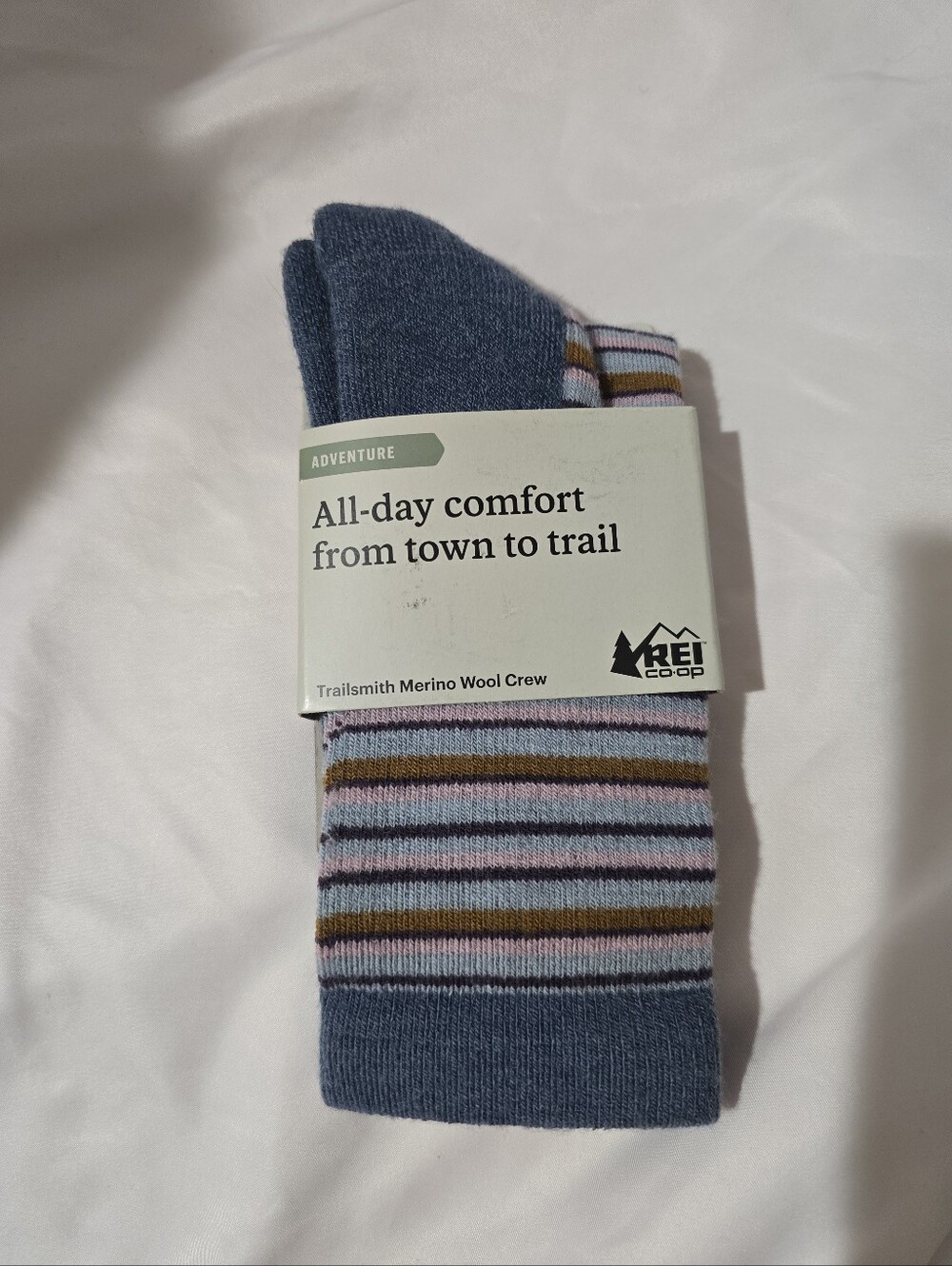 NWT Rei Women's Small All Day Comfort Adventure Trail 58% Merino Wool Crew Socks